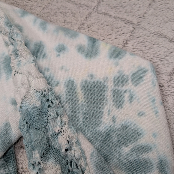 Free People Dress Womens S White Green Jade Tie Dye Aurora Sweatshirt Chic Boho - Picture 5 of 10